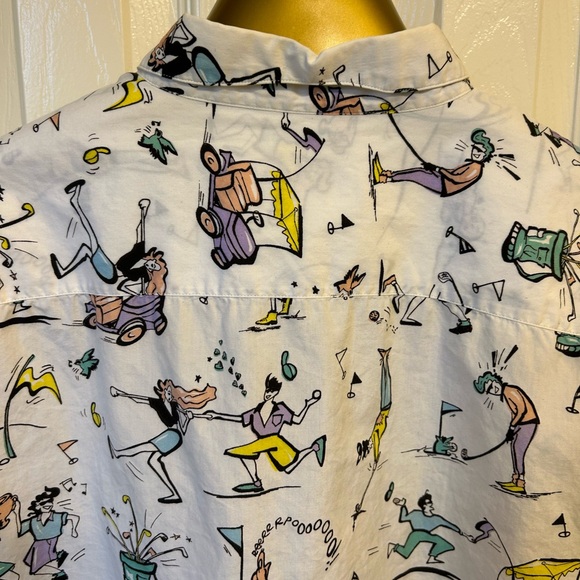 Prada Men’s Cotton Button Down T-Shirt with Golf Player Graphics Size 44/17.5/XL - Picture 6 of 7